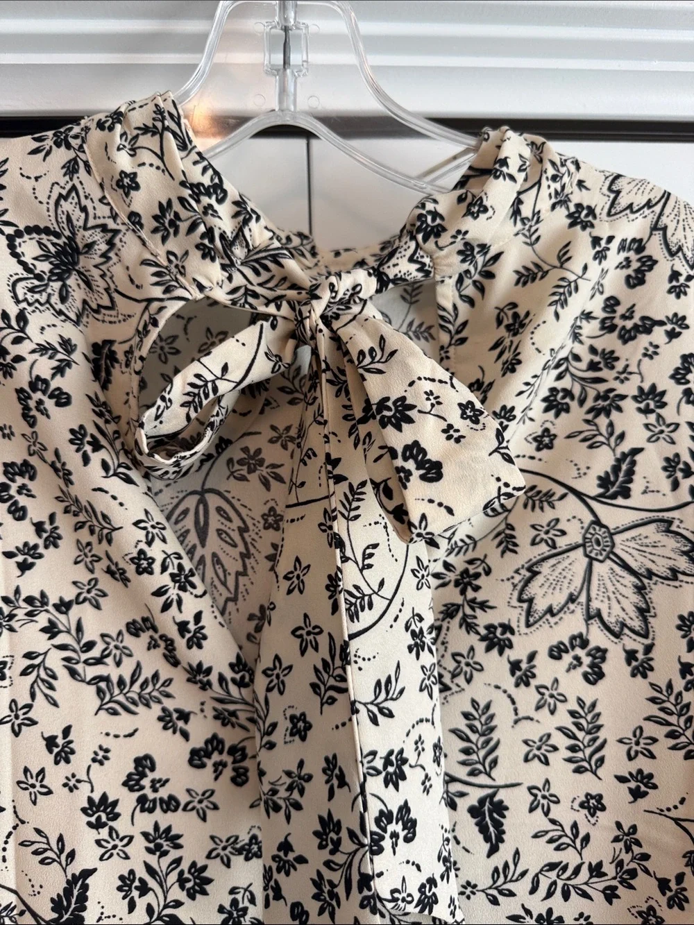 LOFT Mock Neck Floral Tie Back Blouse